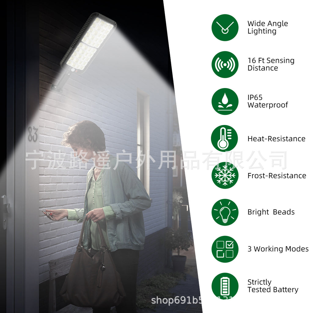 Cross-border new super bright outdoor waterproof solar human body induction multi-functional garden road lighting LED street light