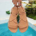 Wholesale women's summer new arrivals: plus size open-toe sandals with criss-cross straps - flat sandals for cross-border e-commerce