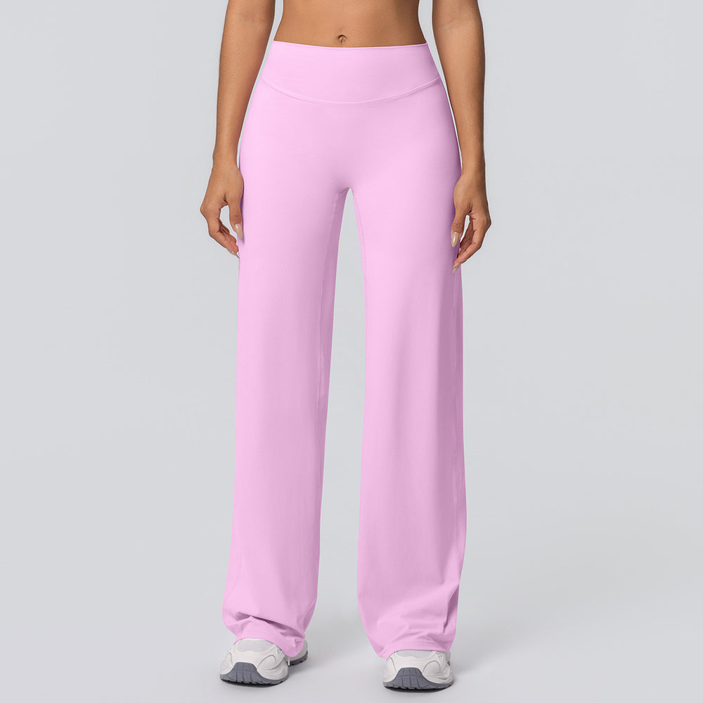 New arrival cross-border double-sided brushed pure colorhigh waistloose breathable yoga wide-leg pants running fitness yoga bell bottoms