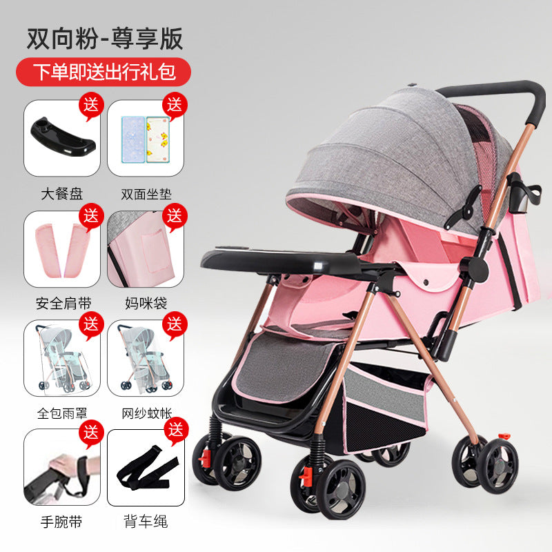 Baby stroller - lightweight, foldable, reclining, four-wheel pushchair for infants and toddlers - one-click folding - dropshipping available