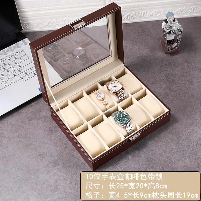 New double-layer 20-digit watch box with sunroof watch jewelry storage box bracelet box large-capacity watch collection box