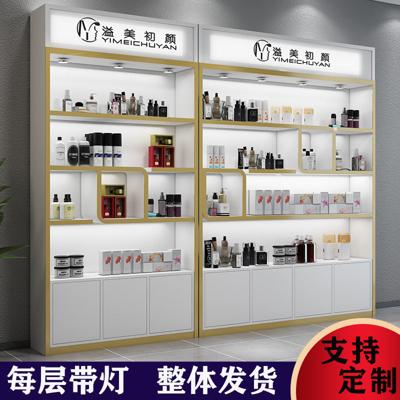 Paint Cosmetics Display Cabinet MDF Fiberboard Storage Movable Beauty Salon Product Cabinet Creative Display Cabinet