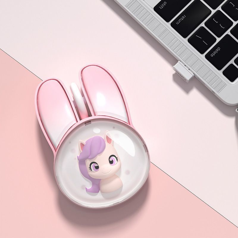 Mofii m12c cute rabbit cartoon wireless bluetooth dual-mode rechargeable mouse - quiet operation for laptop and office use