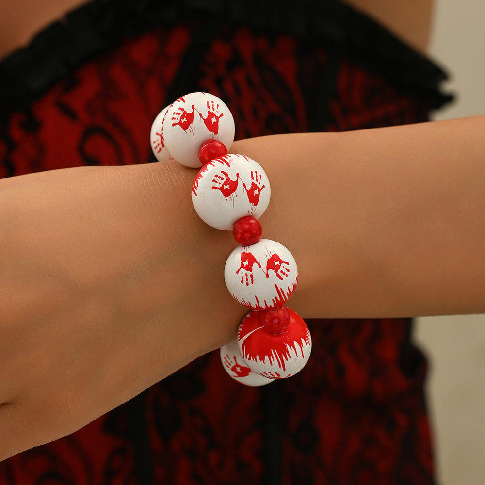 Halloween necklace bracelet wholesale cross-border exaggerated niche dark style trendy bat pumpkin eyes beaded bracelet