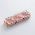 New arrival cream style dried fruit box for home ceramic divided dried fruit plate high-looking gold-rimmed snack plate living room candy plate