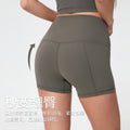 Summernew arrival double-sided brushed yoga shorts high waist hip lifting elastic silm running sports three-quarter pants for women s2037