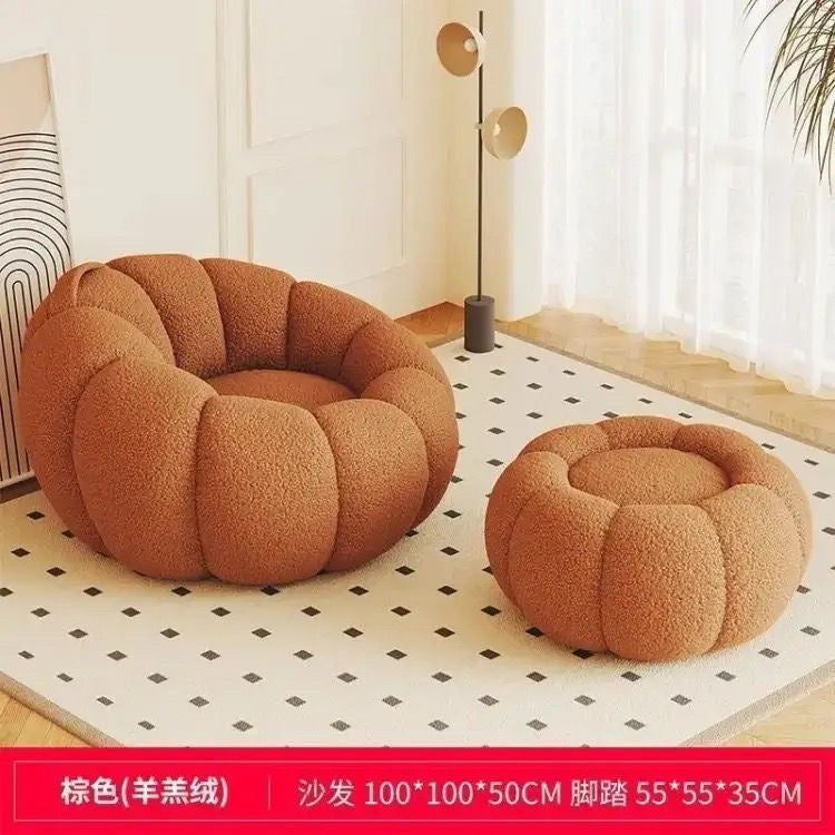 Cream style lazy sofa can lie down and sleep pumpkin sofa chair casual chair cashmere fabric sofa single sofa