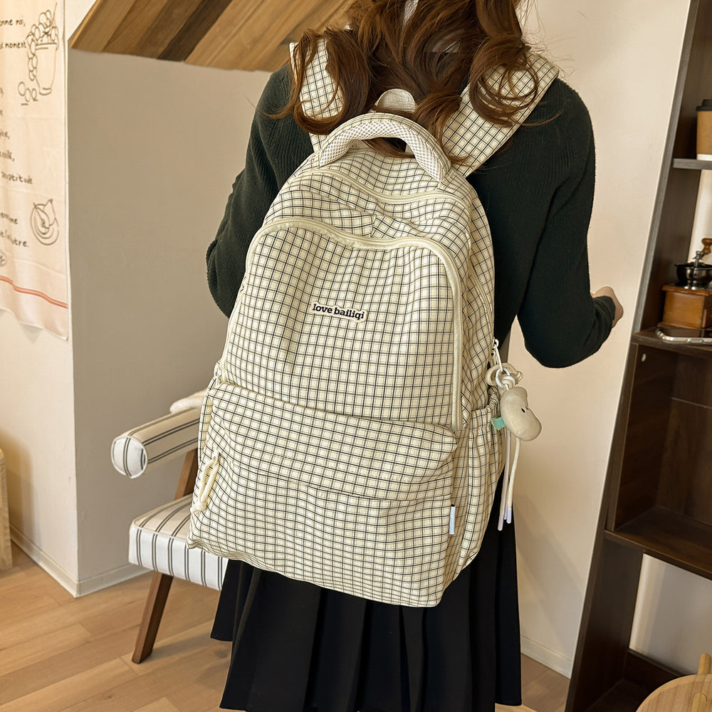Japanese style small fresh plaid school bag for female junior high school students soft girl backpack for women cute jk backpack for women