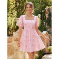 fashionsweetelegant floral casualelegance puff sleeve pastoral style printing holiday dress