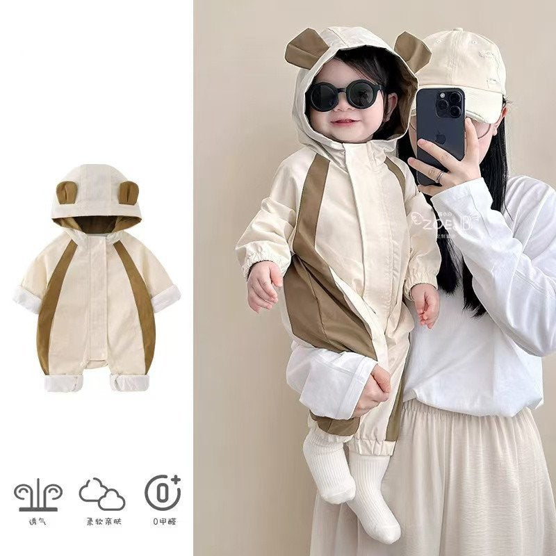 Baby onesie winter outfit - casual & stylish outdoor wear - color block design - cotton-padded for boys & girls