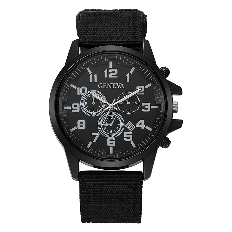 new fashion versatile military quartz watch - date display nylon strap men's stylish fashion watch