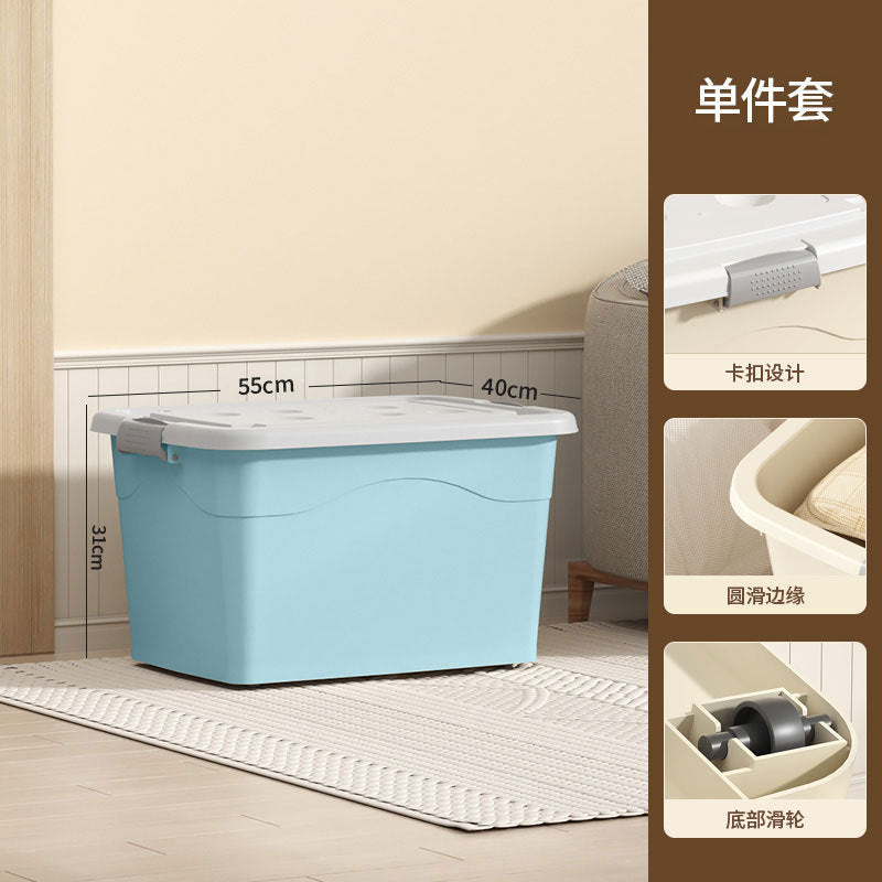 New Plastic Storage Box Cream Wind Large Capacity Extra Large Household Student Books Clothes Quilts Household Organizing Box