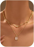 Amazon gold layered pendant gold plated crystal choker paperclip rhinestone necklace women's party prom jewelry