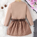 Autumn cross-border exclusive: girls' long-sleeve letter print knit top + pleated plaid skirt two-piece set