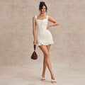 European and american summer new arrival: fashionable, sweet, elegant, and chic wavy pattern halter neck cami mini dress