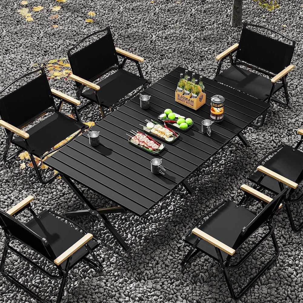 Outdoor folding table egg roll table and chair set portable table beach camping table and chair picnic dining table folding chair no