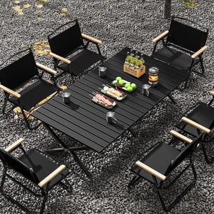 Outdoor folding table egg roll table and chair set portable table beach camping table and chair picnic dining table folding chair no