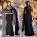 C7260 cross-border   fashion women's elegant rhinestone slim-fit sleeveless shawl dress