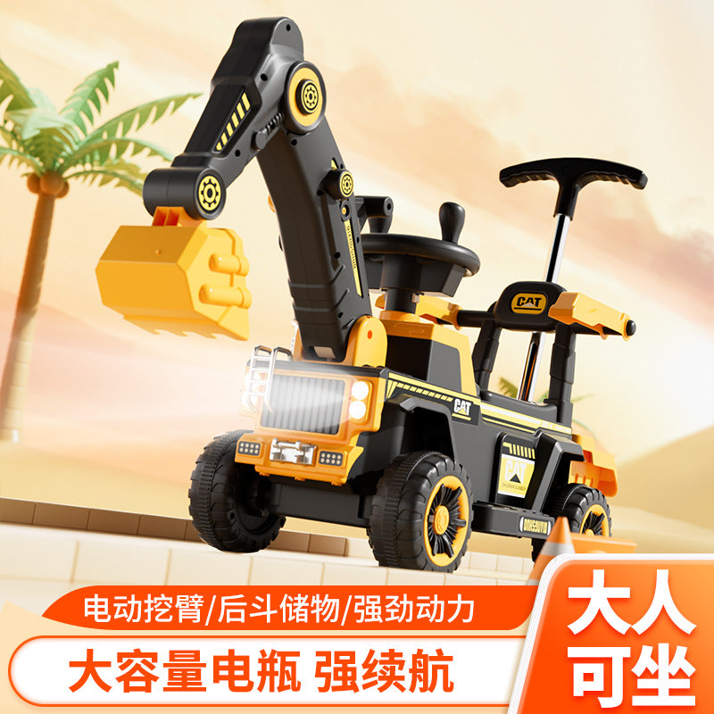 New children's excavator electric seated four-wheeled car large toy excavator baby remote control excavator