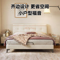 Ultra-thin bedside genuine leather bed modern casual master bedroom 1.8m double bed with small side small apartment soft-packed storage wedding bed