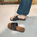 Toe-out slippers for women, french retronew arrival spring and summer k-style retrocasual vacation one-leg roman shoes