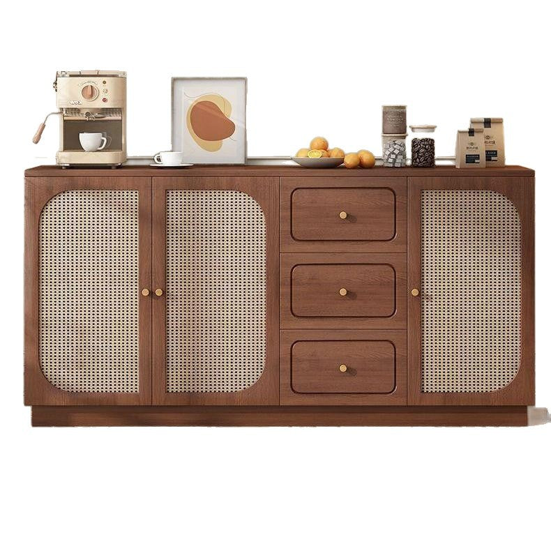 Medieval style sideboard for home small apartment living room solid wood tea cabinet casual rattan storage cabinet storage cabinet