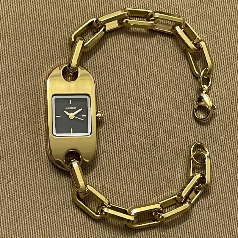 Ashinuo: chic & minimalist gold chain watch - a subtle statement piece for the modern woman (cross-border)