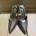 Za2025springnew arrival brown pointed toe french high-heeled sandals for women eleganteasiest for match stiletto high heels