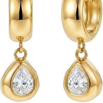 14k gold-plated teardrop pendant earrings - european & american fashion, minimalist chic, light luxury earrings - women's high-end ear cuff
