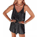 Amazon women's loose v-neck nightclub sexy hot girl dress - pure & sultry style, european & american style spaghetti strap sequin dress