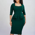 D326 european and american women's clothing  spring new arrival solid color bodycon elegant commute african plus size foreign trade dress