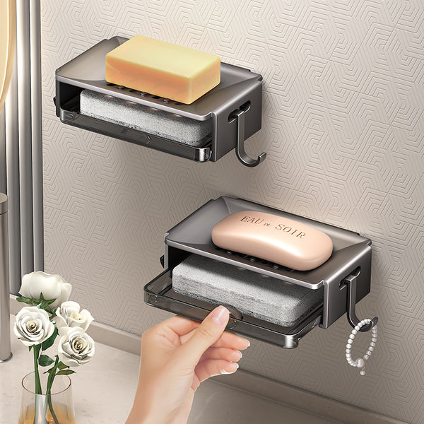 Soap Box Wall Mounted Bathroom No Punching Soap Dish Toilet Shelf Household Soap Drain Box Wall Mounted