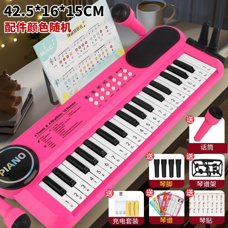 37-key digital piano with microphone, multi-functional educational early learning music piano for kids, beginner-friendly playable toy