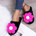 2024 new women's cotton slippers - casual, indoor, autumn/winter, thick-soled, floral, cute plush slippers for home and outdoor wear