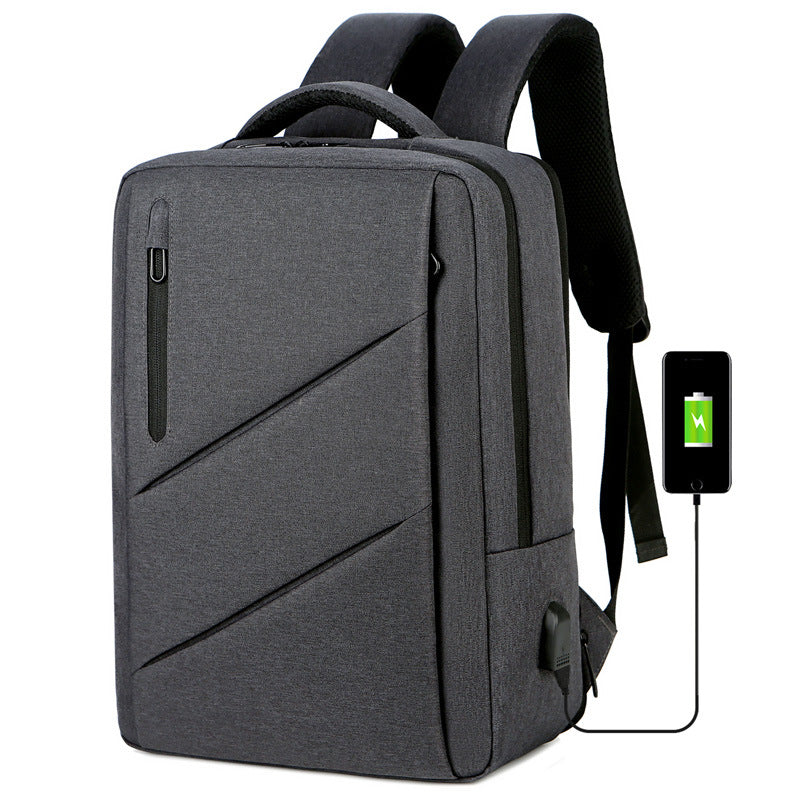 New business backpack 15-inch computer bag USB charging port expandable business travel backpack can be printed with logo