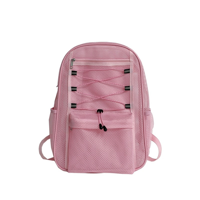 Cross-border new transparent mesh backpack, junior high school student schoolbag, high value casual backpack, same for men and women