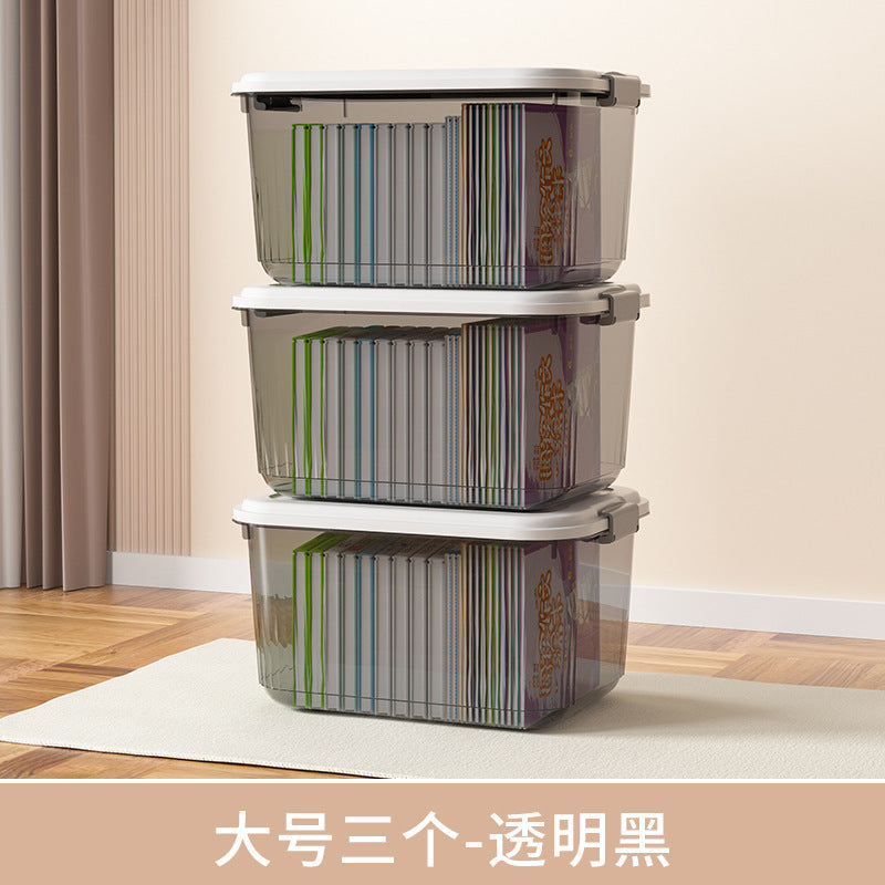Household acrylic transparent storage box with lid, clothes storage box, household quilt sundries finishing basket wholesale