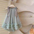Girls' summer dress : stylish new children's bowknot mesh princess dress, baby sleeveless formal gown