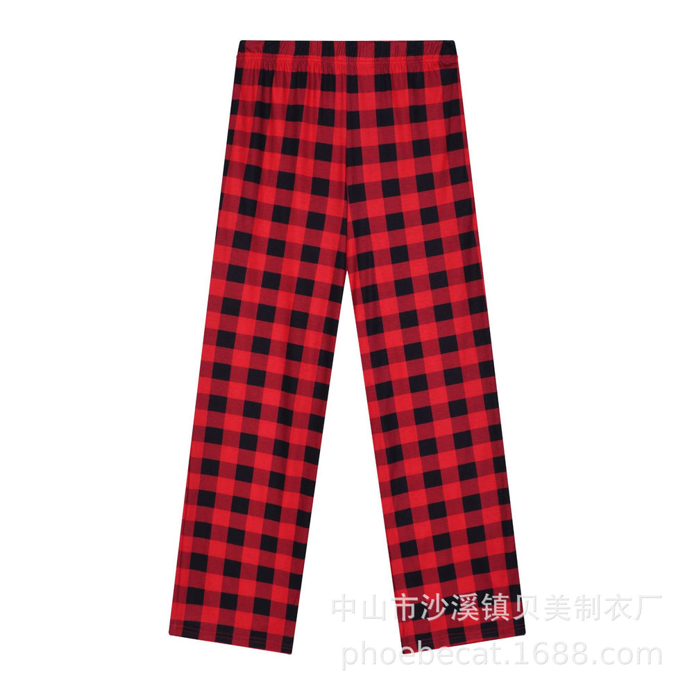 Export cross-border men's lazy style flap pocket pants plaid fashion style home casualpants home casual