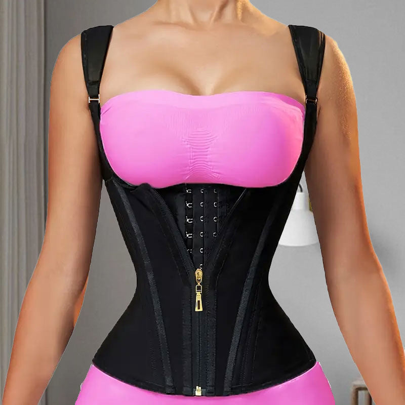 Xiyin tik  hot zipper double-layer steel frame tight waist shaping tops abdominal latex shaping vest