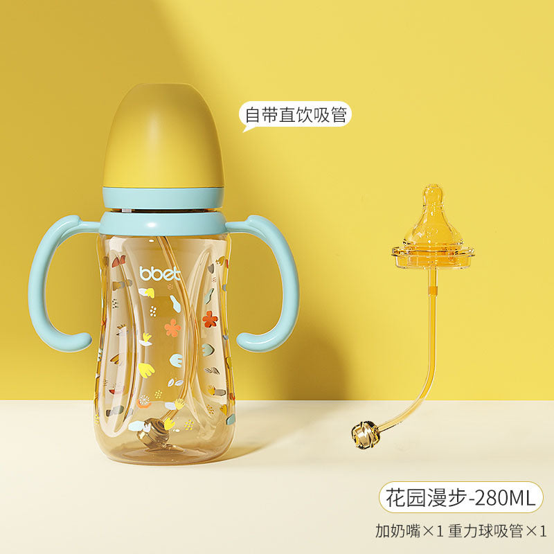 Baby bottle straw cup - ppsu sippy cup for infants and toddlers (1-3 years & up) - durable, spill-proof training cup