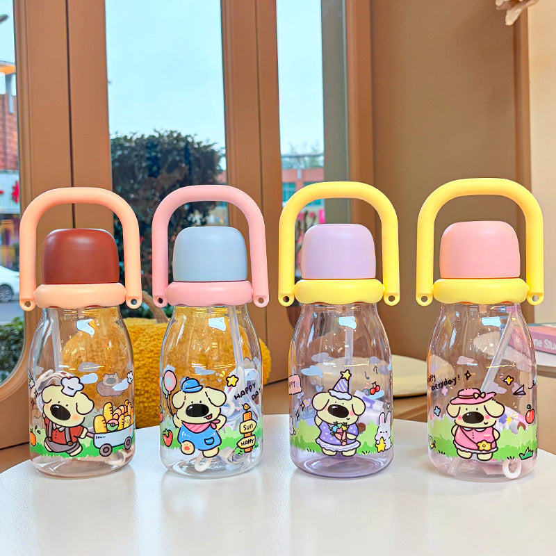 Summer new arrival: cute cartoon plastic water bottle for girls - stylish, portable, and perfect for students on the go!