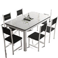 Tempered glass dining table and chair set - modern home dining table for small apartments, living rooms, and rental properties - rectangular table