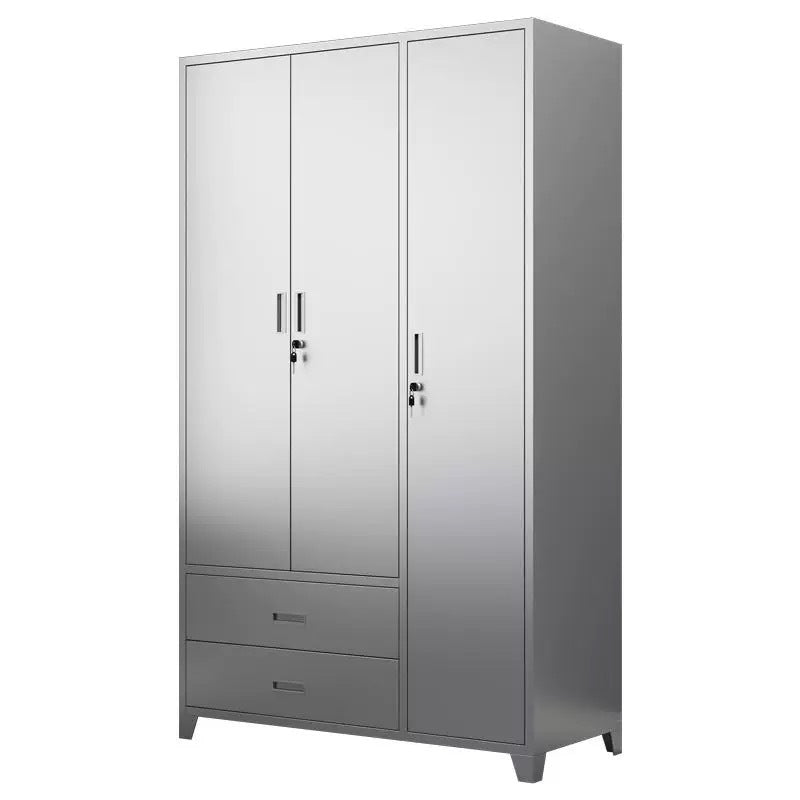 Small apartment finished wardrobe household bedroom storage cabinet moisture-proof simple wardrobe balcony stainless steel sunscreen locker