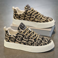 Canvas shoes men's low-top winter2025new arrivalniche style low-top printing sneakers menthick sole sports casualtrendy shoes