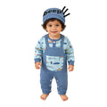 Baby girl cute bow crown print romper overalls set