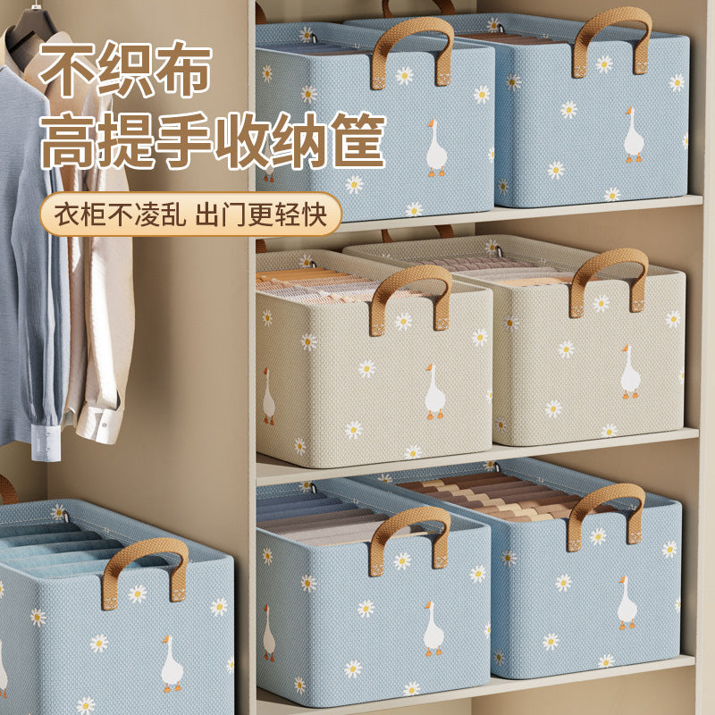 Printed foldable with steel frame storage box, household wardrobe layered arrangement, dormitory storage box, drawer type storage basket