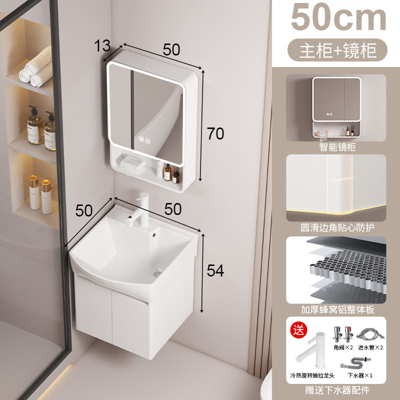 Small apartment circular arc bathroom cabinet deepened wash basin space honeycomb aluminum washbasin cabinet combined toilet washbasin