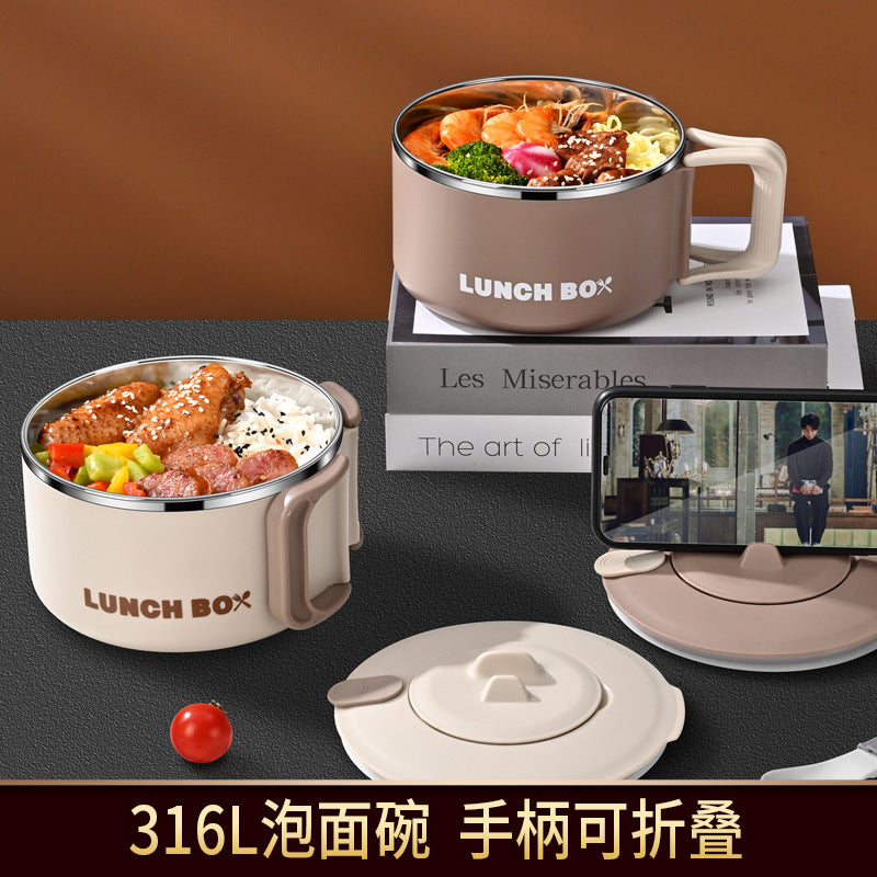 316L stainless steel large-capacity lunch box Office workers can microwave oven heating student canteen rice bowl instant noodle bowl
