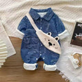 Baby fashion newborn outwear spring & fall clothes long sleeves denim one-piece clothes outwear